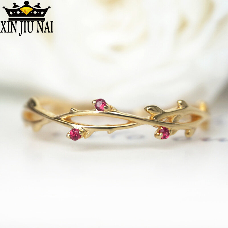 Cincin Wanita Cabang Sederhana 3 Warna dengan Zirkon Warna Rose Gold Cincin Jari Desain Berongga Perhiasan Pesta Aksesori Wanita Anel