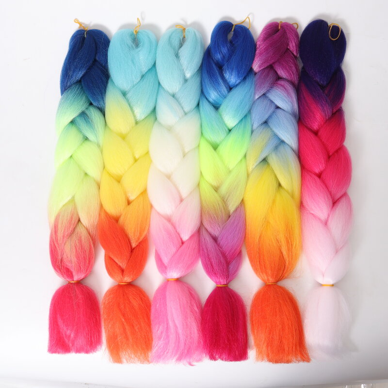Trenzas sintéticas coloridas para mujer, extensiones de cabello trenzado, Color degradado, trenzas Jumbo, KaneKalon, 99