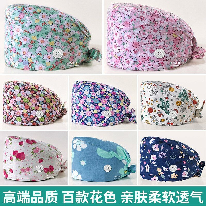 Surgical hat for women chemotherapy oral dental printed work cap pure cotton doctor nurse hat operating room hat male scrub hat