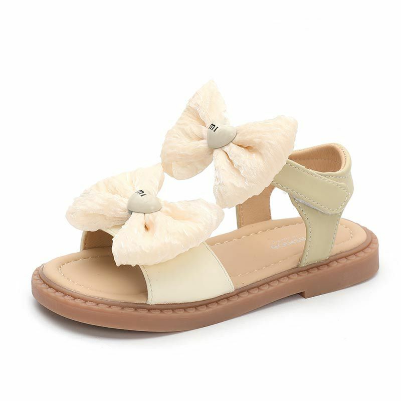 Sandal anak-anak untuk anak perempuan, Gaun kasual putri dasi kupu-kupu musim panas baru, sandal pantai jari terbuka anak-anak elegan modis