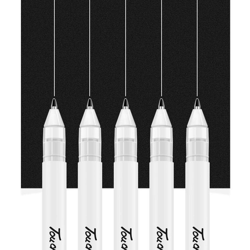 5 Stuks Witte Manga Marker Pennen Set 0.8 Mm Permanente Inkt Plakboek Band Pen Waterdicht Schoolbenodigdheden Briefpapier Kunst Borstel Pen