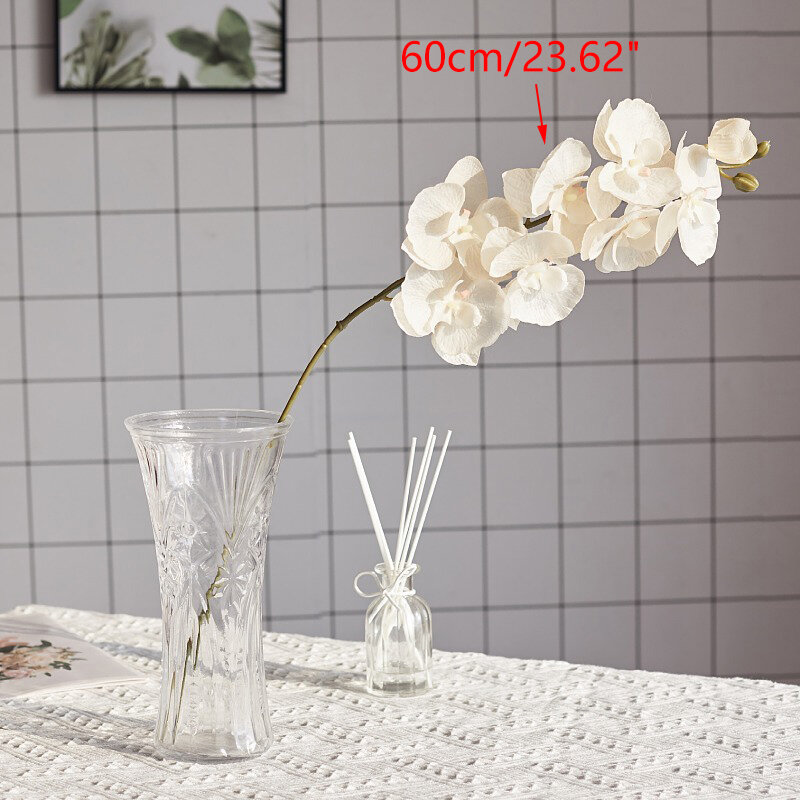 8-Heads Artificial Butterfly Orchid Fake 3D Phalaenopsis Simulation Flower Real Touch Plants Wedding Home Christmas Decoration