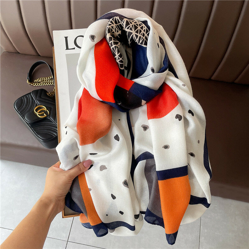 180X90cm Fashion Spring and Autumn Scarf Women's Cotton and Linen Dual-purpose All-match Thin Winter Silk Scarf Long Gauze Scarf