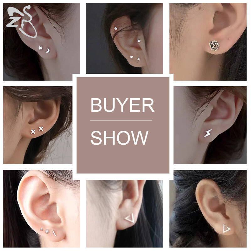Zs 2 Stks/partij 20G Ster Hart Vlinder Stud Oorbellen Voor Vrouwen Rvs Crystal Earring Ear Kraakbeen Helix Tragus piercing