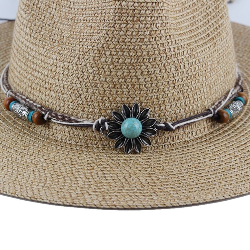 Bandas ajustables para sombrero 4 estilos, repuesto cuero hecho a mano, cinturón étnico para sombrero, sombrero