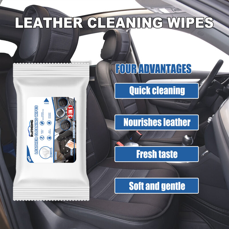 Toallitas húmedas para limpieza de coche, 3 en 1 toallitas desechables, portátiles, fáciles de usar, diseño práctico y multifuncional, asiento de cuero, zapatos y ruedas