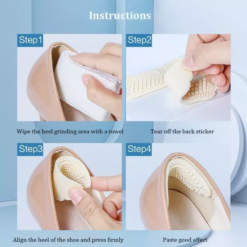 3 Pairs Ladies Silicone Heel Insoles for Foot Care Heels Sticker Gel Non-slip Shoe Pads Pain Relief Heel Protection Shoe Inserts