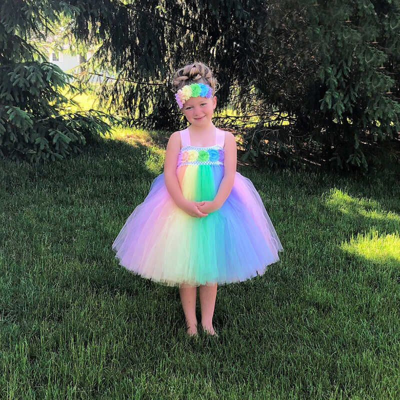 Vestido de tutú de hada arcoíris para niña, conjunto de alas, vestido de princesa para fiesta de cumpleaños, vestido de baile para bebé, disfraz de hada de Halloween