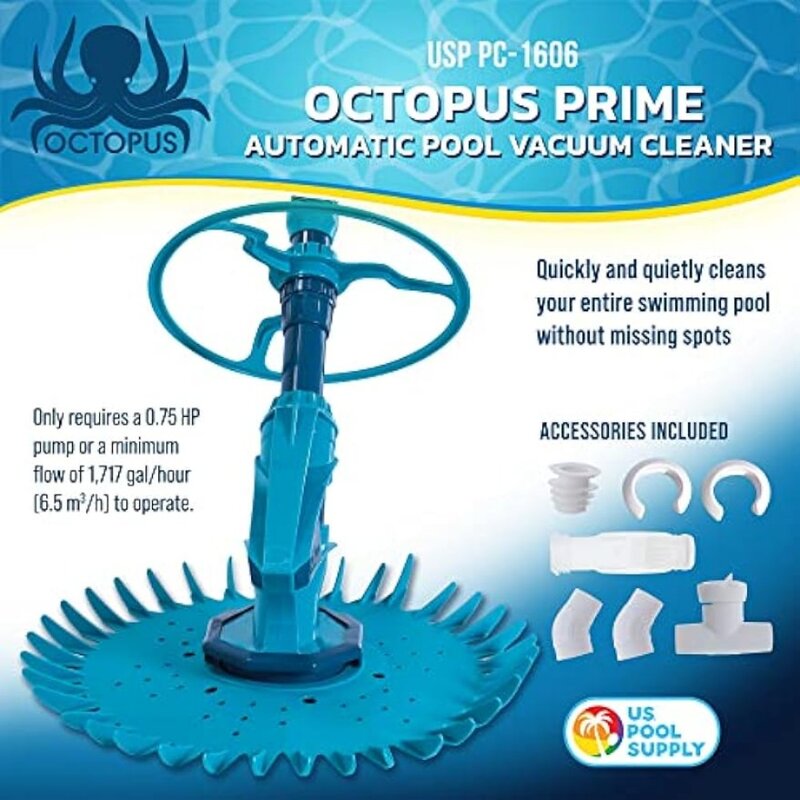 Automatic Pool Vacuum Cleaner & Hose Set - Powerful Suction That Removes Swimming Pool Debris, Cleans Floors, Walls, Steps