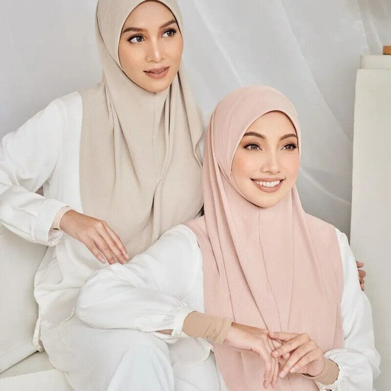 Turbante de Hijab Para mujer, Jersey de moda, pañuelo de cabeza doble redondo, Turbante femenino Para fiesta