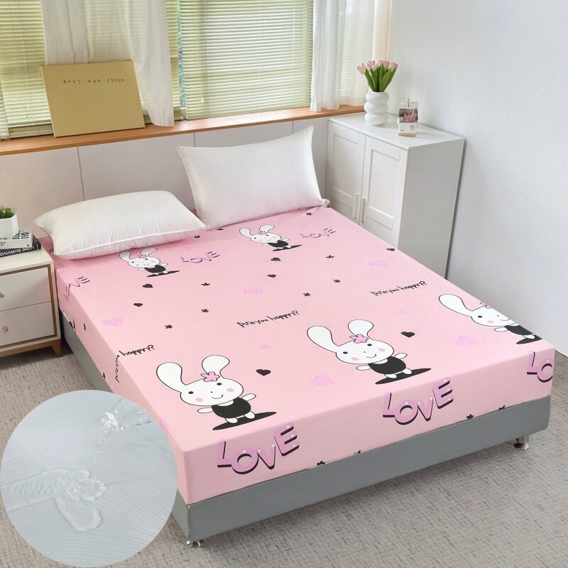 Lençol de cama ajustável para desenhos animados, 100% impermeável, equipado, capas de colchão, 4 cantos com elástico, lençol multi-tamanho