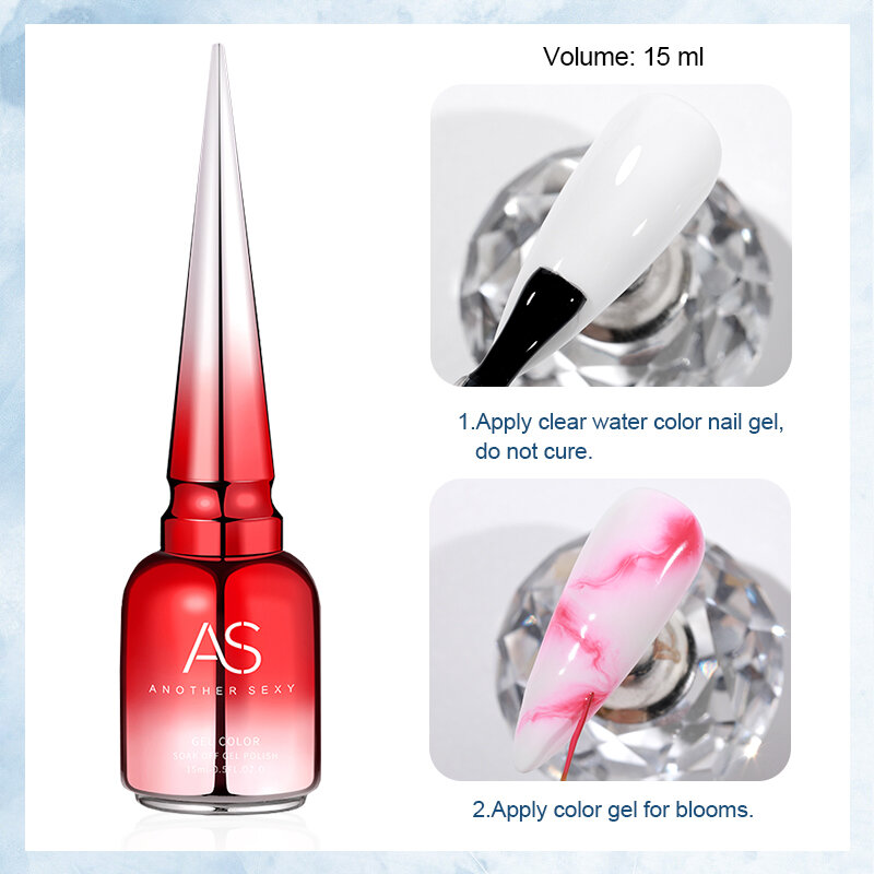 AS Clear Blooming Gel 15ml UV LED Soak Off Nail Art Polish for Spreading Effect Marble Nail Polish Gel Paint