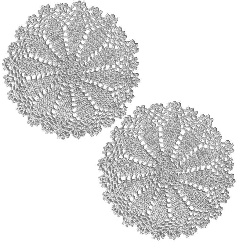 BomHCS-Handmade Round Crochet Lace Placemats, tapetes de mesa, vasos, 2pcs