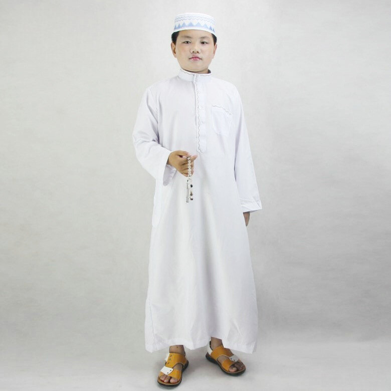 เสื้อคลุมแคชเมียร์ชายซักได้ปักมุสลิมขนาดเล็ก