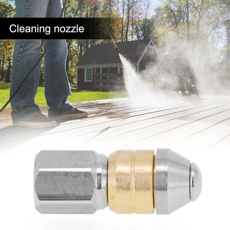 1pcs Stainless Steel Rotating Pipe Cleaning Nozzle 1/8inch Female Thread Pointed Rotating Nozzle For High Pressure Cleaner