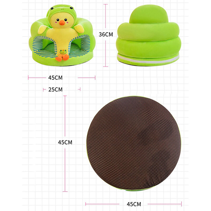 1PC Baby Learning Sitting Seat Sofa Cover Cartoon Case Plush Support Chair Toys(Sitting Chair Cover Not filled With Cotton!!)