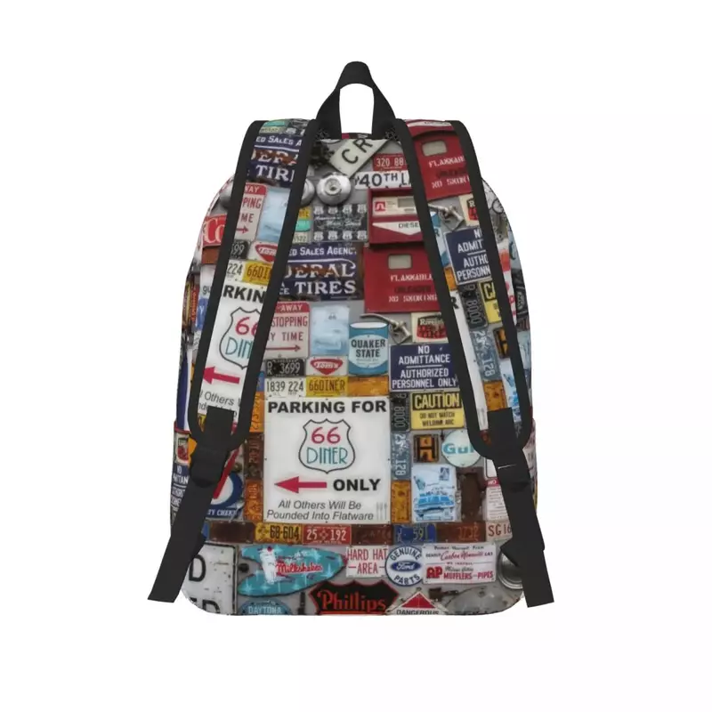 America Highway Canvas Backpack for Men Women Waterproof School College US Route 66 Signs Bag Print Bookbag