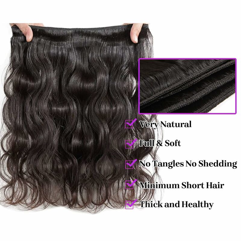 Bundel jalinan rambut orang Brasil 1/3/4 buah warna alami 100% bundel rambut manusia Virgin ekstensi rambut Remy