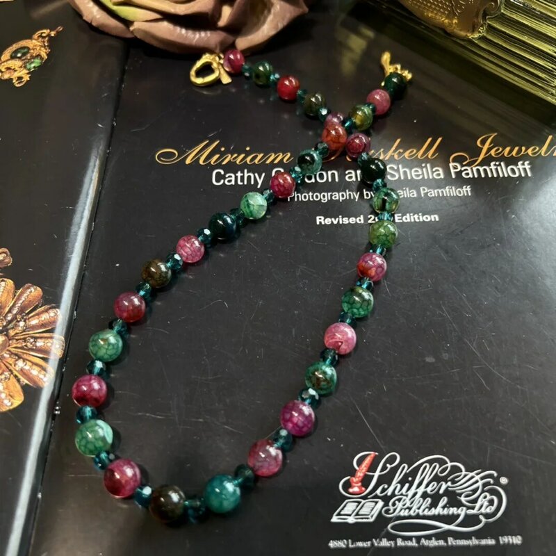 Collana di perline di vetro colorato con perline fatte a mano di temperamento Vintage per gioielli girocollo per feste regalo da ragazza da donna all'ingrosso