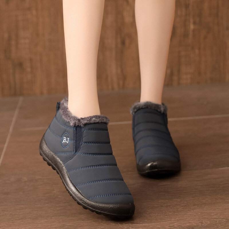 Sapatos de neve quente antiderrapante impermeáveis para mulheres, Confortáveis sapatos de caminhada Low Top