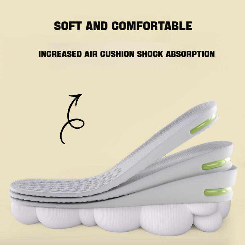 1Pair Orthopedic Height Increase Insole for Feet Sports Air Insoles Comfort Plantar Fasciitis Shoes Inserts Shock Absorbing Pads