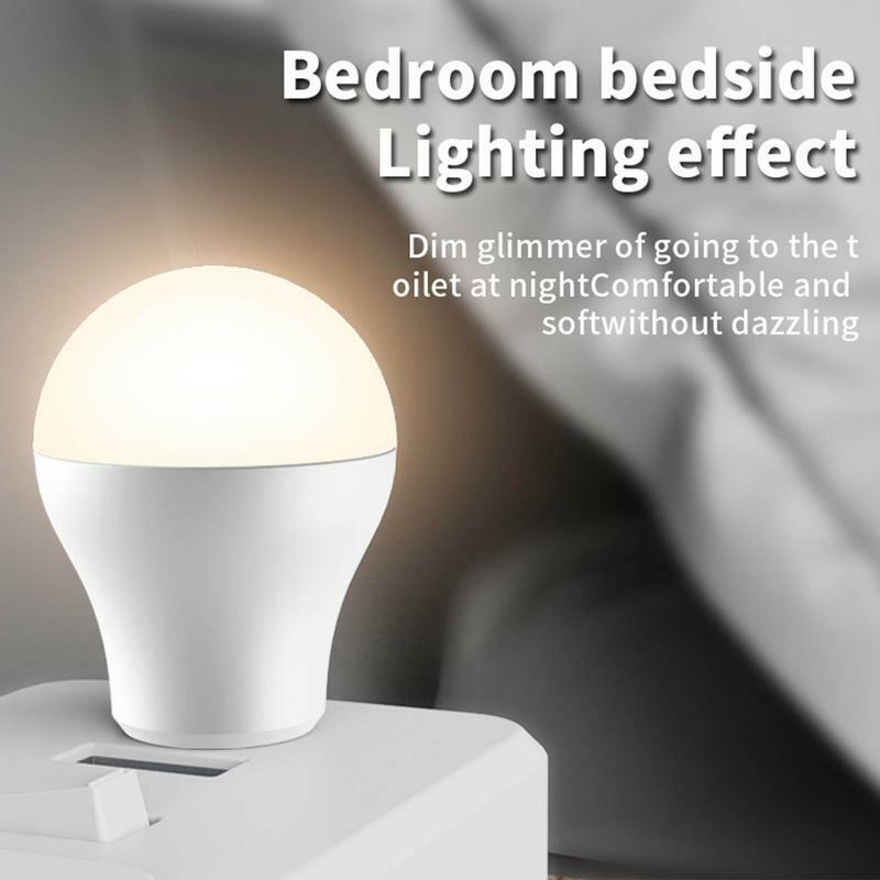 USB Night Light Natural White LED Compact Small Night Lights For Kids Adults Bulb Night Light For Bathroom Car Nursery Kitchen