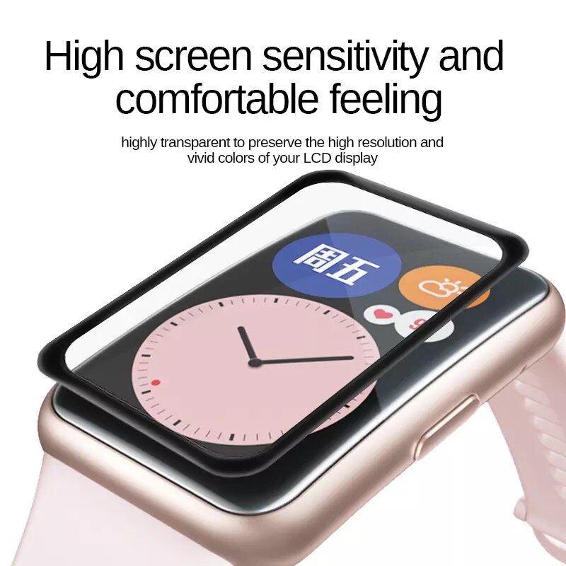 Película protetora de vidro macio para o relógio Huawei, Smartwatch Cover Strap, protetores de tela cheia, Fit 2, Bnad 6, 7, Honor Band 6