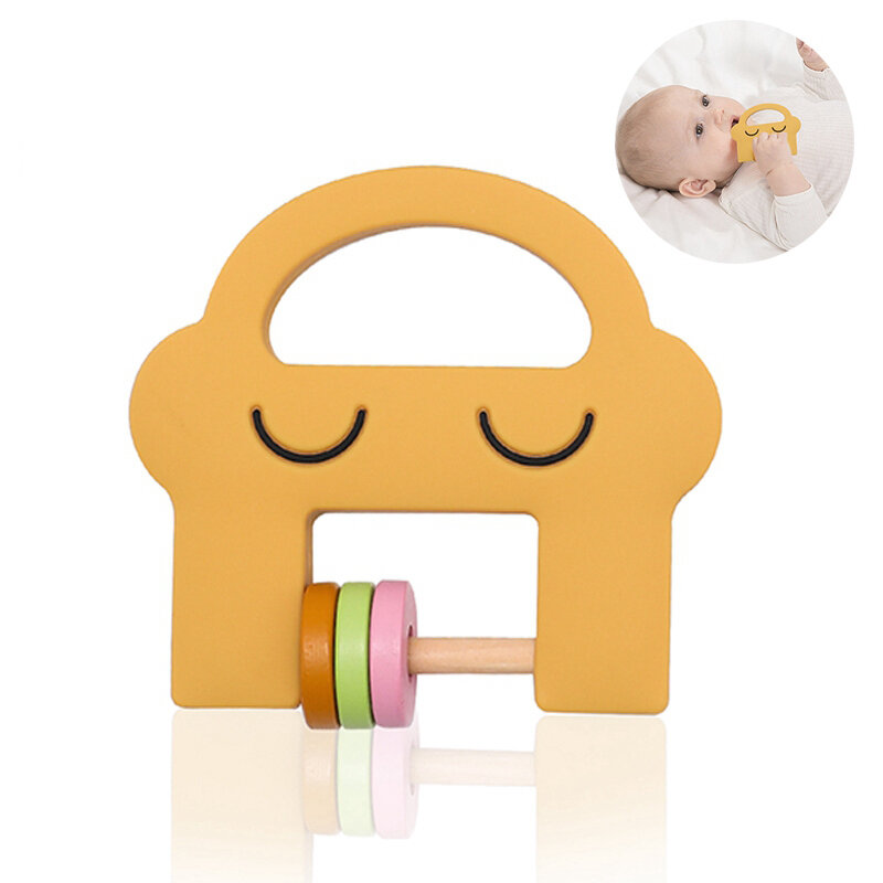 Sonajeros de silicona para bebé, campanas de mano con forma de sonrisa para bebés de 0 a 12 meses, juguetes educativos para recién nacidos, mordedor de silicona para la salud, accesorio para bebé