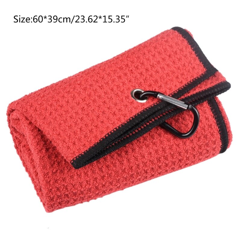 2 Pcs Tri-fold Golf Towel with Carabiner Cleaning Towels Washcloth Water Absorption Golf Towel Golf Accessories Dropship