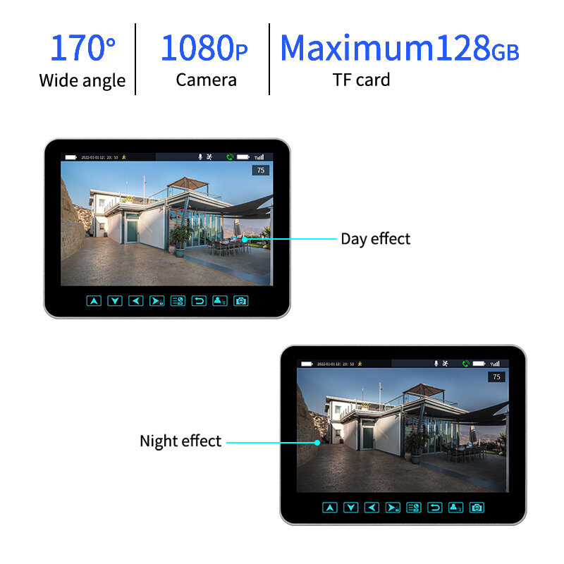 Беспроводной водонепроницаемый видеодомофон 1080P с функцией ночного видения