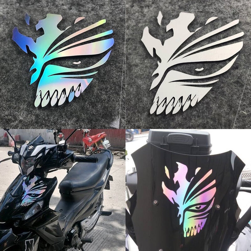 JDM Death Mask Anime Cartoon Reflective Motorcycle Adesivos, Pára-brisa dianteiro Scooter, Acessórios decorativos para Honda, Yamaha, Anime
