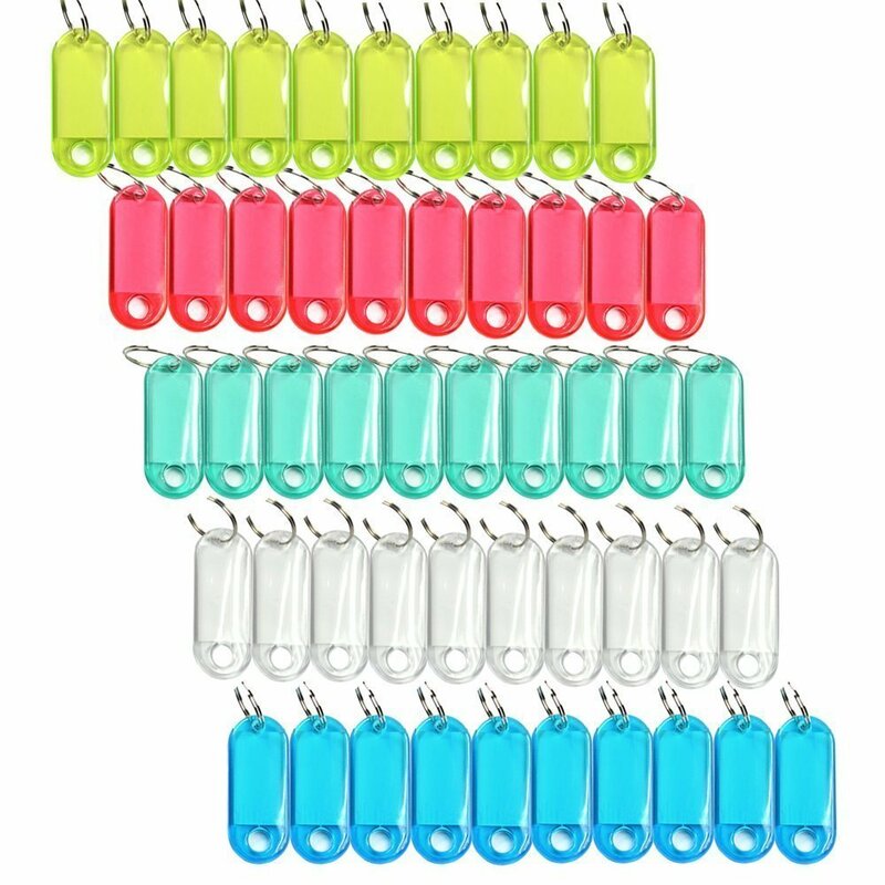 Assorted Color Coded Key Tag with Label Window Ring Holder