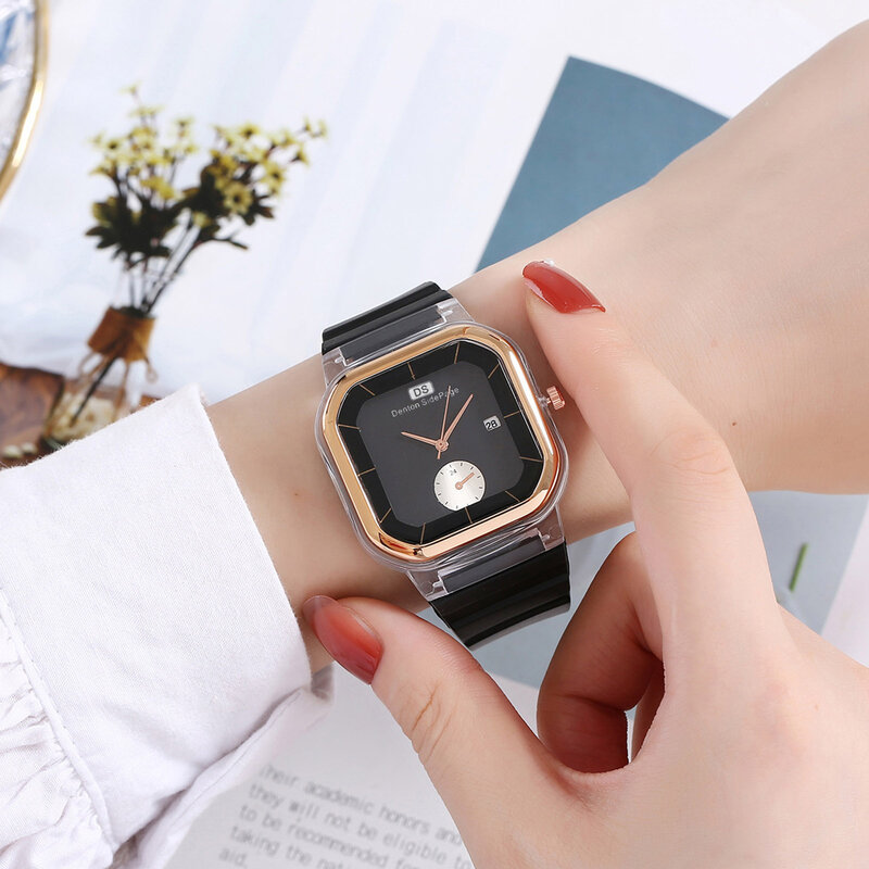 Damen uhr elegante Uhr minimalist isches Design quadratisches Zifferblatt Silikon Quarz Armbanduhr Valentinstag Geschenk für Freundin