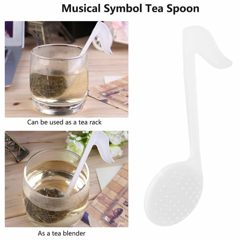 1 buah Filter Infuser sendok teh kreatif musik catatan mode kenyamanan teh daun saringan sendok teh Infuser desain Modern plastik