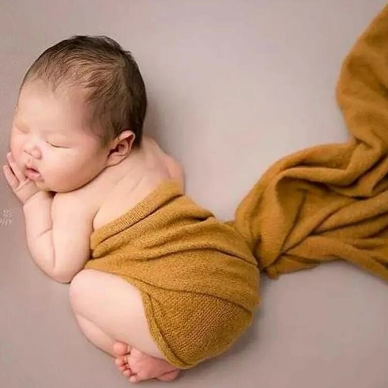 Zachte Stretch Gebreide Fluffy Mohair Wrap Pasgeboren Fotografie Rekwisieten Baby Jersey Swaddle Deken Fotografie Accessoires
