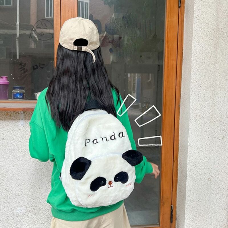 Mochila de Panda de felpa de estilo coreano, bolso de Messaage de dibujos animados de gran capacidad, bolsos de peluche, bolso de hombro para estudiantes, bolso escolar para exteriores