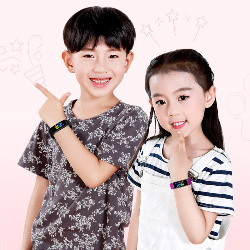 Silikonowy inteligentny zegarek dla dzieci Smartwatch dla dzieci opaska monitorująca aktywność fizyczną dla chłopców dziewcząt inteligentny zegar Sport wodoodporny inteligentny zegarek dla dzieci
