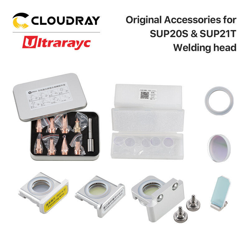Ultrarayc-Juego de accesorios de cabeza de soldadura SUP20S y SUP21T, lentes protectoras de 18x2, lente de enfoque D20, anillo de sellado de espejo reflectante