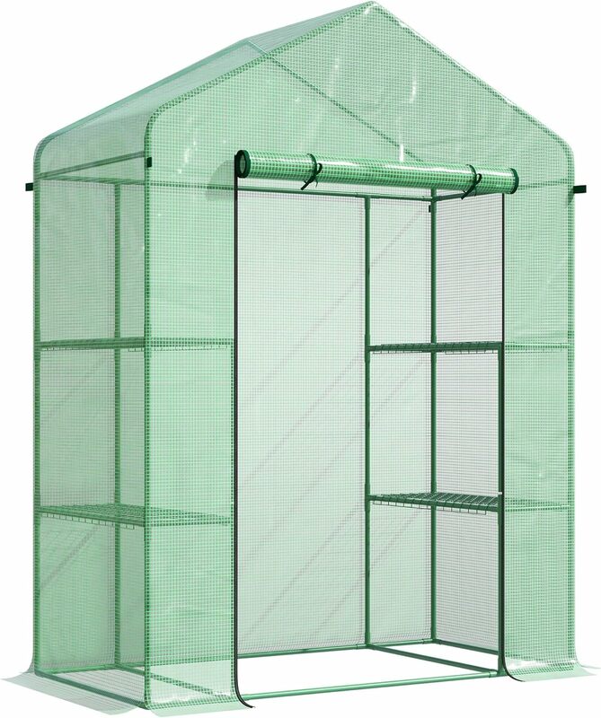 5 'x 2,5' x 6,5 'мини-набор для теплицы, портативный зеленый дом с 3-уровневым покрытием, складная дверь и погодозащищенная полиэтиленовая Крышка