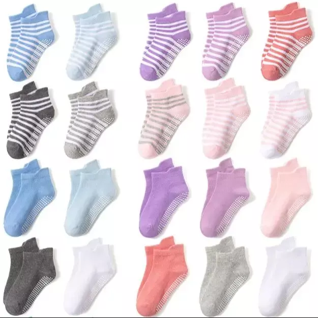 Calcetines de algodón antideslizantes para niños y niñas, medias transpirables de primavera y verano, 6 pares