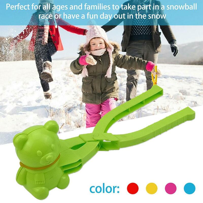 W kształcie niedźwiedzia ekspres do śnieżek klips dla dzieci na zewnątrz plastikowe zimowe narzędzie do formowania piasku do walki na śnieżki zabawki sportowe zabawy na świeżym powietrzu
