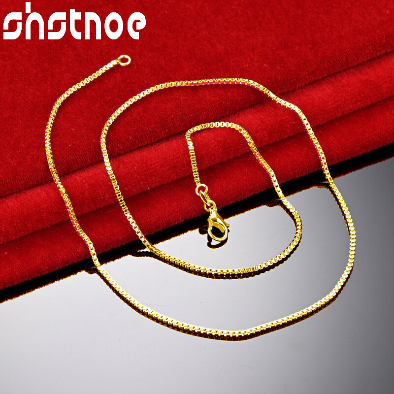 SHSTONE 24K Gold Small Square Grid Chain Necklaces For Woman Fashion Party Wedding Engagement Charm Jewelry Lovers Birthday Gift