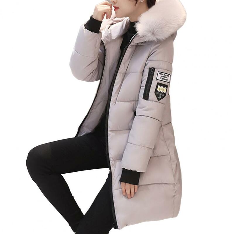 Damen mantel mit Kunst pelz kragen Winter Baumwoll mantel warm mit Kapuze Reiß verschluss taschen schlank пальто женское