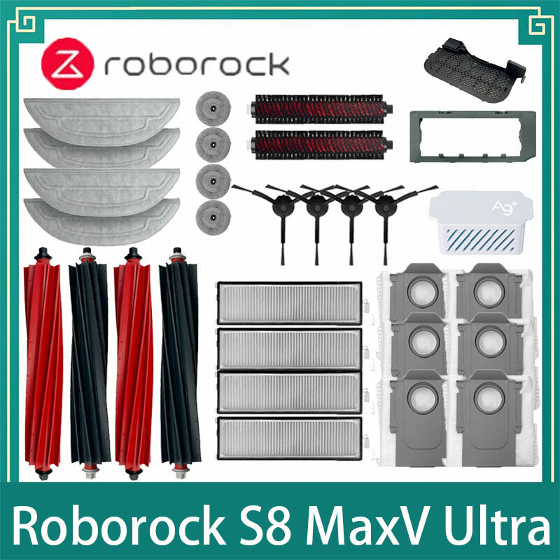 For Roborock S8 MaxV Ultra Robot Vacuum Spare Replacement Parts Main Side Brushes Mop Cloths HEPA Filters Dust Bags Accessories