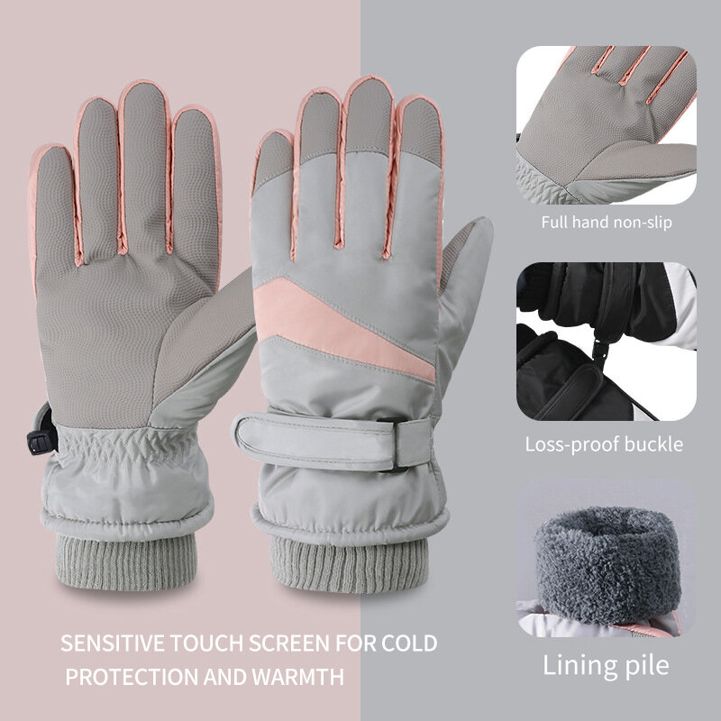 Guanti da neve con Touchscreen, guanti invernali caldi per uomo donna, guanti da sci caldi antivento per sport all'aria aperta, corse su strada