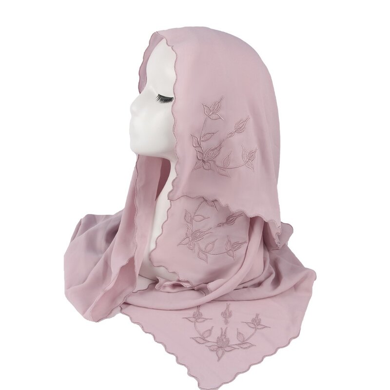 Новинка 2023, мусульманские шарфы, Женский шифоновый шарф с вышивкой, модная длинная шаль с цветочным принтом, платок, Женский хиджаб, головной платок 180*70 см