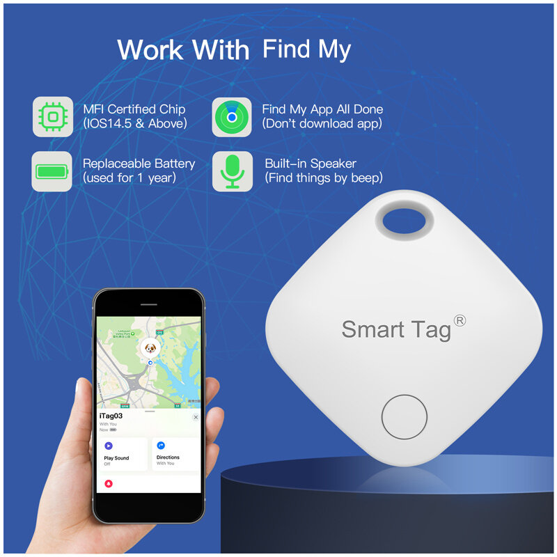 Key Tracker Tag kompatibel mit Bluetooth finden meine App, Mini Key Finder Locator tragbare Smart Tracker Anti-Lost-Gerät für iOS