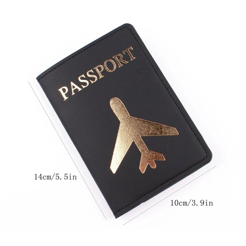 Business Travel Passport Holder Cover Hot Stamping Plane Faux Leather Wallet
