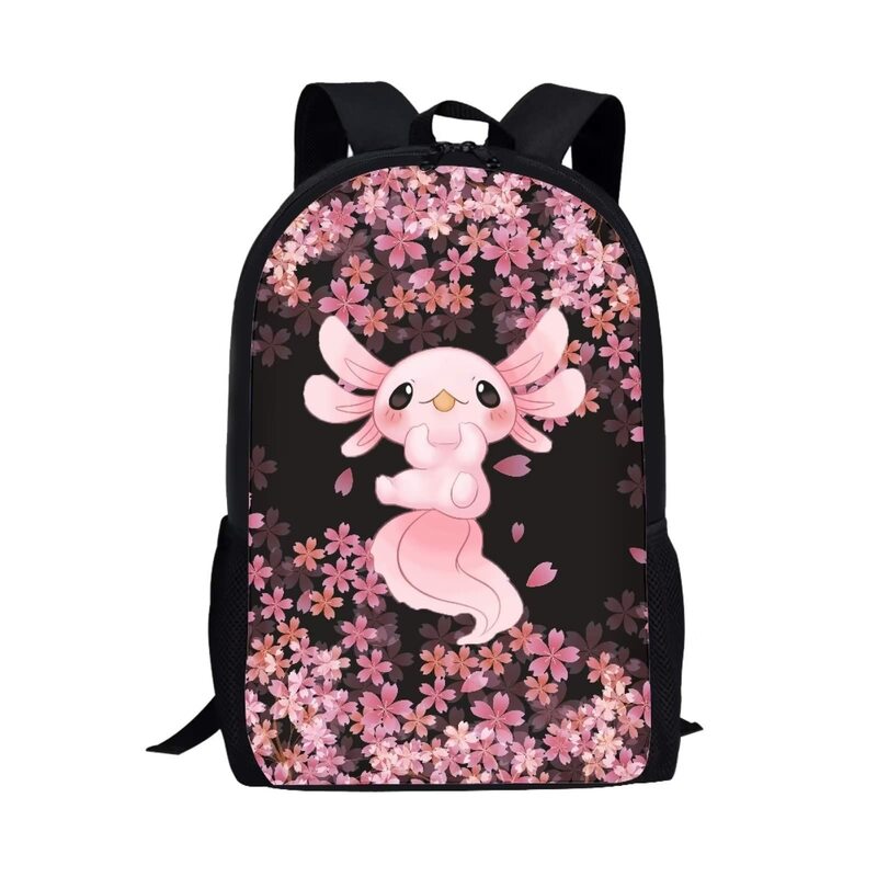 Mochila leve com padrão Axolotl para crianças, Elementary Children Book Bags com alça ajustável, Student Schoolbag, personalizado