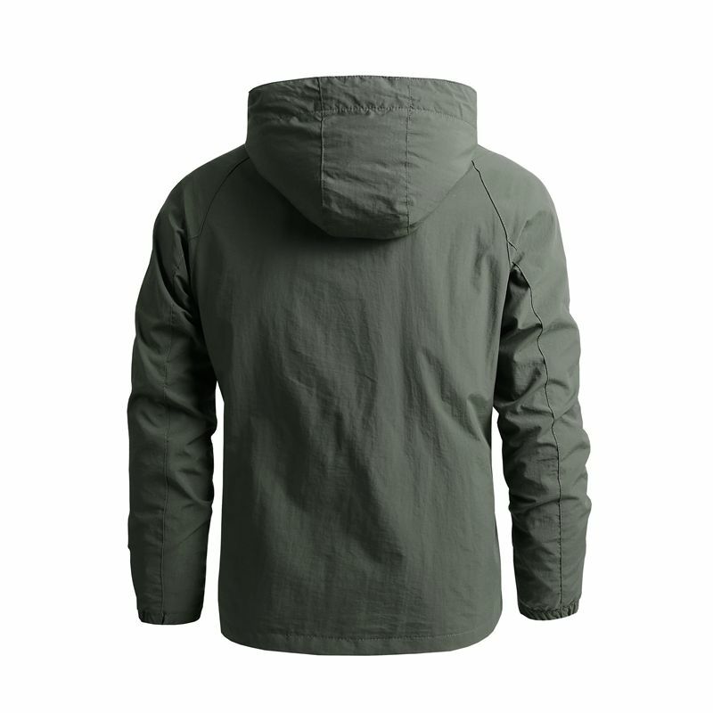 Kayaking Heartbeat Outdoor Military Hooded Zipper Jacket for Men Spring Autumn Multiple Pockets Man Coat Jackets Top